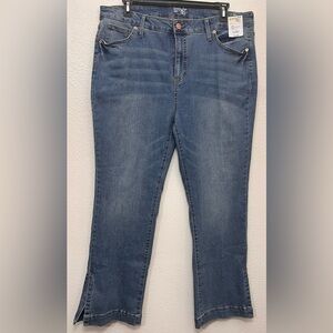 NWT Terra & Sky High Rise Side Slit Bootcut Jeans size 18 Color Light Wash